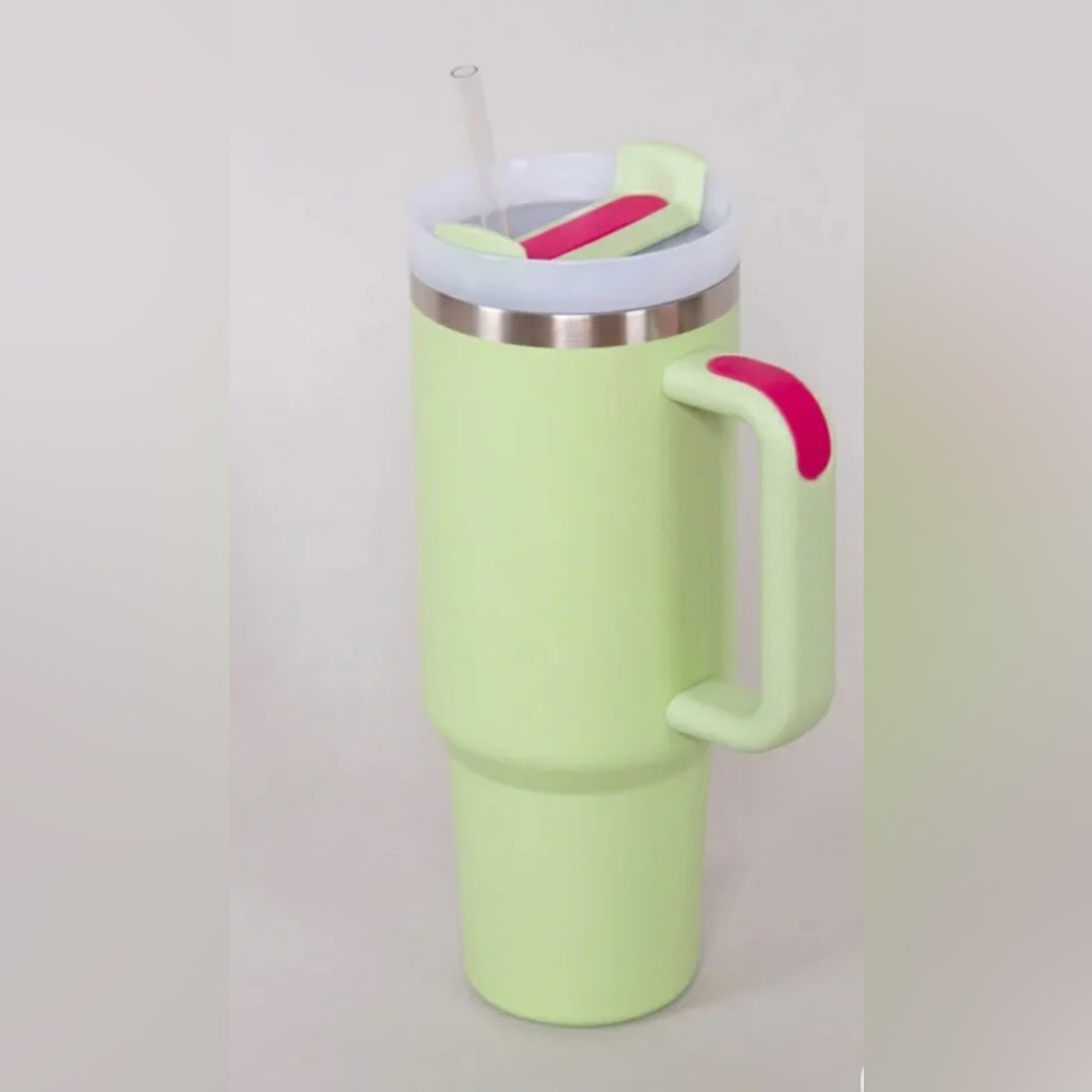 40 OZ Adventure Quencher Travel Tumbler Insulated Cup Handle Lid‎ Straw, Green
